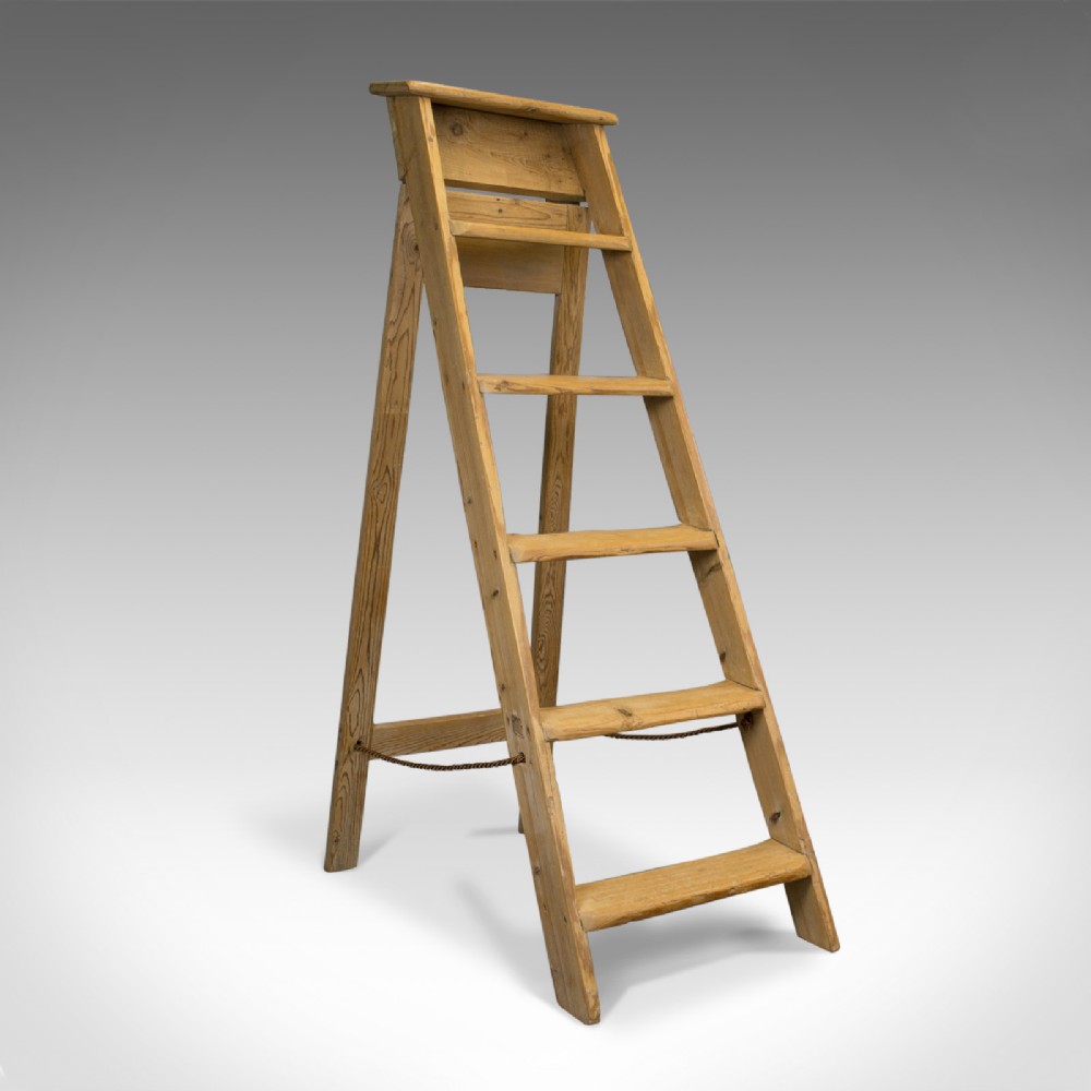 Antique Step Ladder, English, Victorian, Pine, Set of Steps, Display, Circa 1900