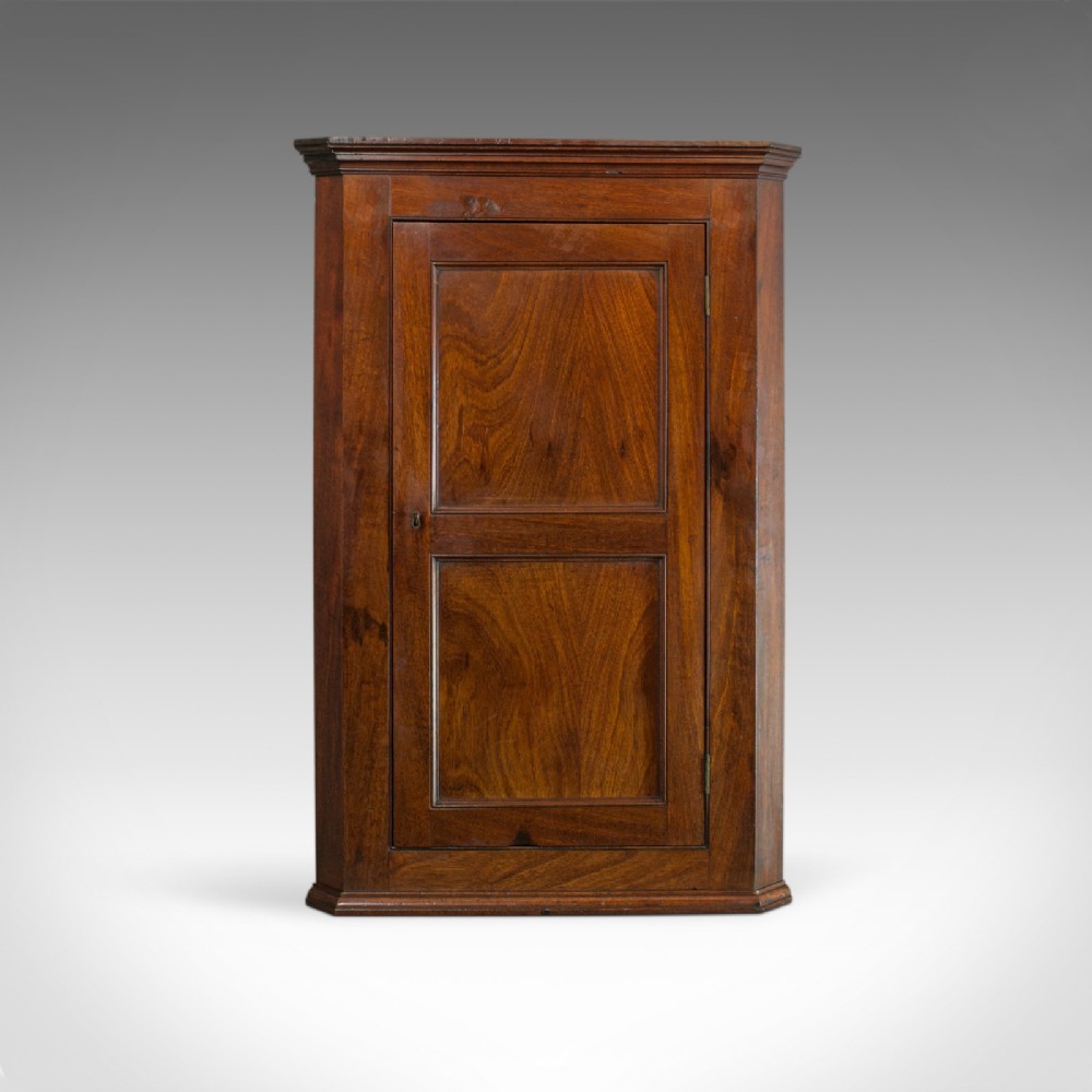 Antique Corner Cabinet, English, Georgian, Mahogany, Cupboard, Circa 1800