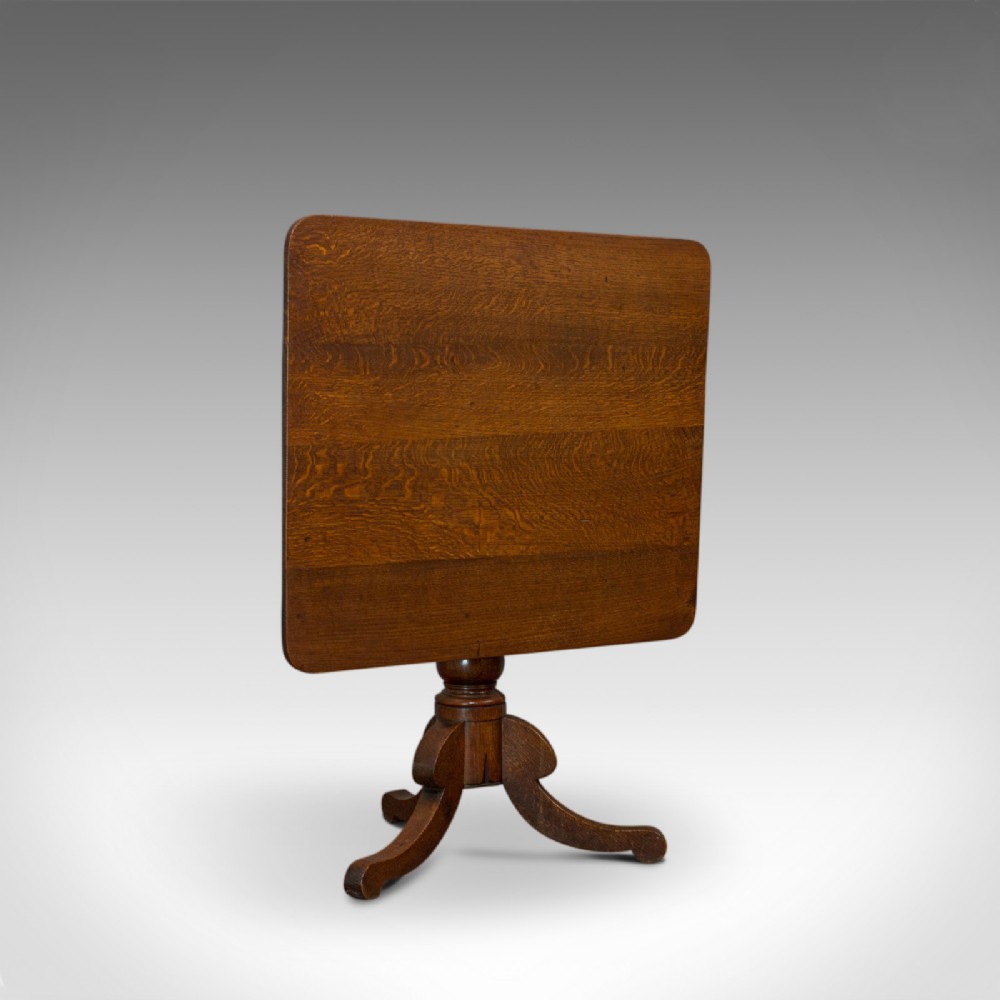 Antique Tilt-Top Table, English, Victorian, Oak, Side, Lamp, Card, Circa 1850