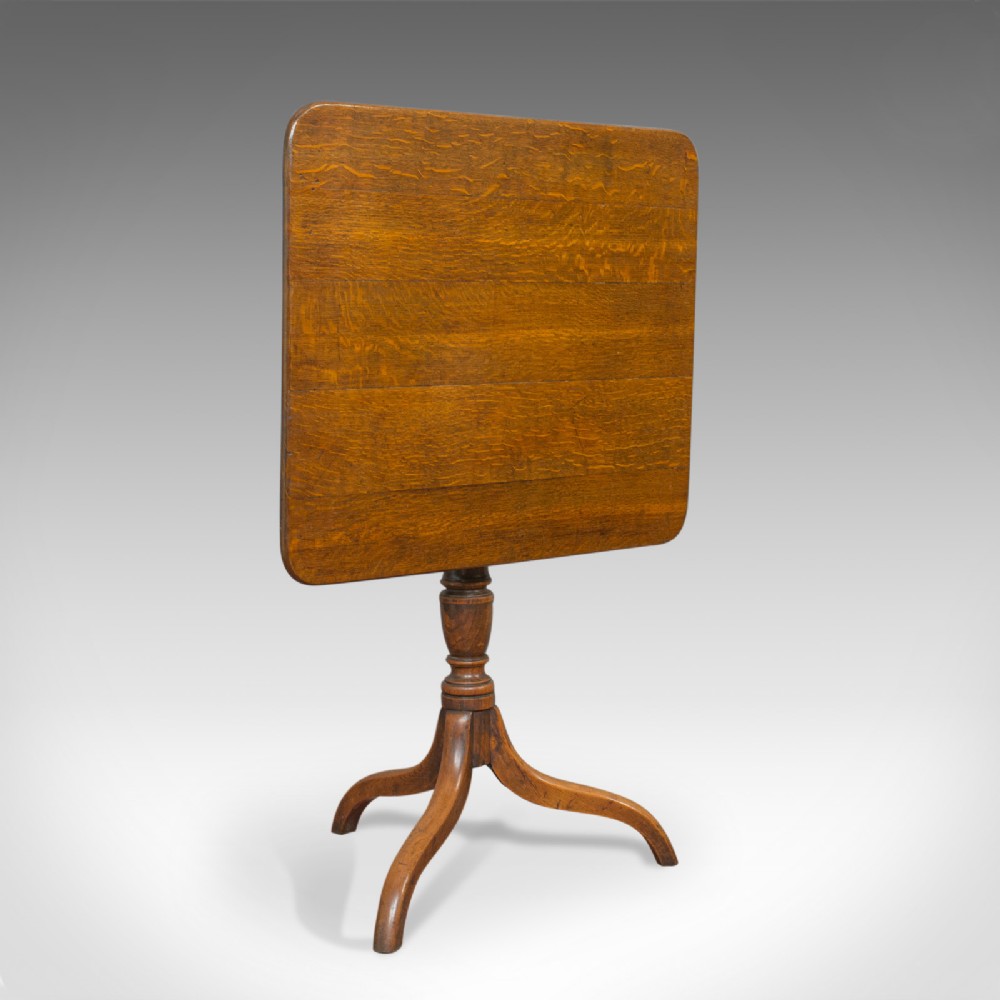 Antique Tripod Table, English, Regency, Tilt-Top, Oak, Side, Circa 1830