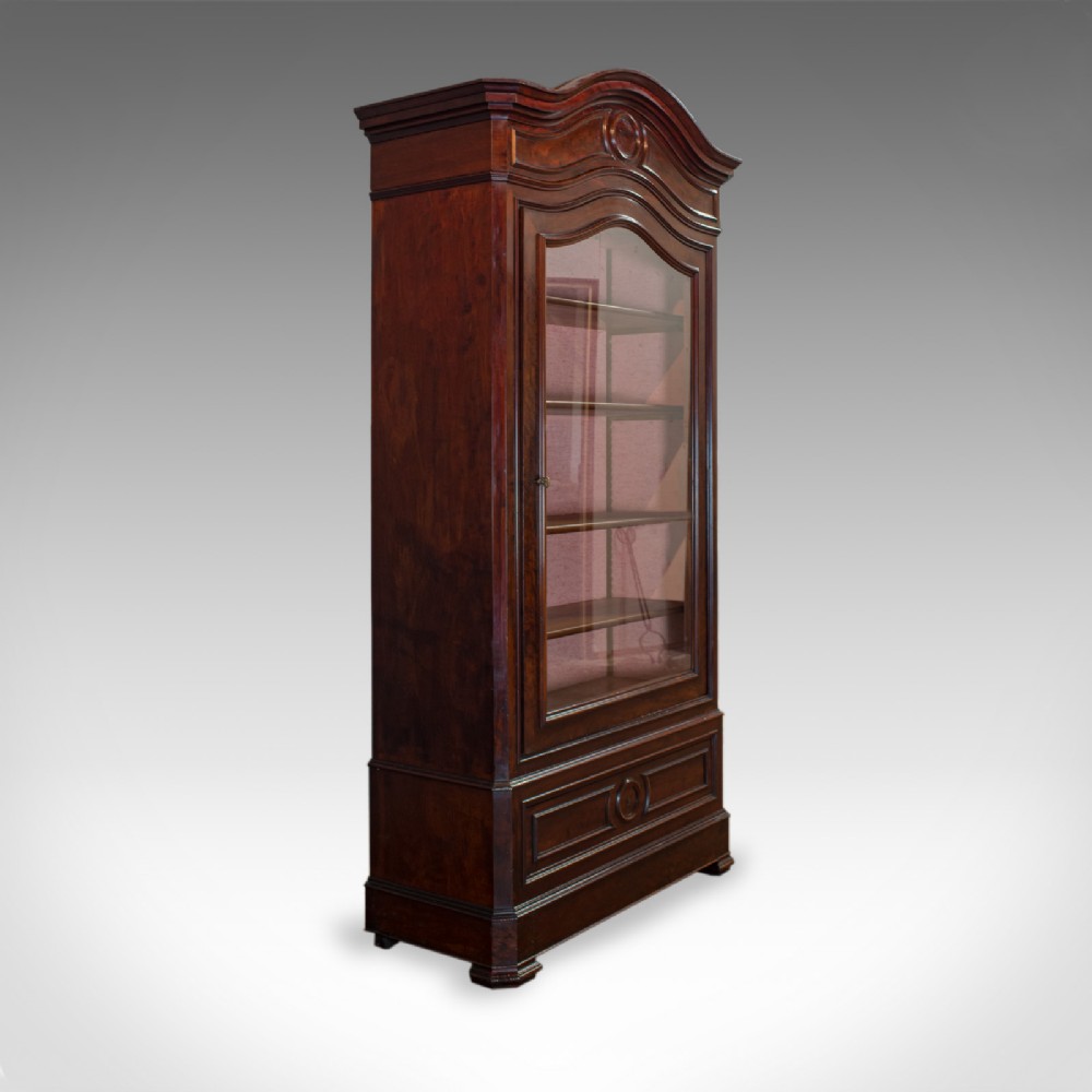 Antique Display Cabinet, Victorian, Flame Mahogany Vitrine, Circa 1850