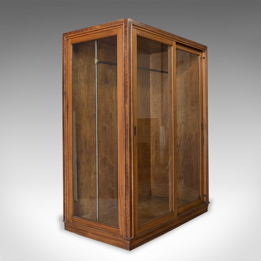 Antique Glazed Wardrobe Cabinet, Oak, Retail Shop Fitting, Display, circa 1900