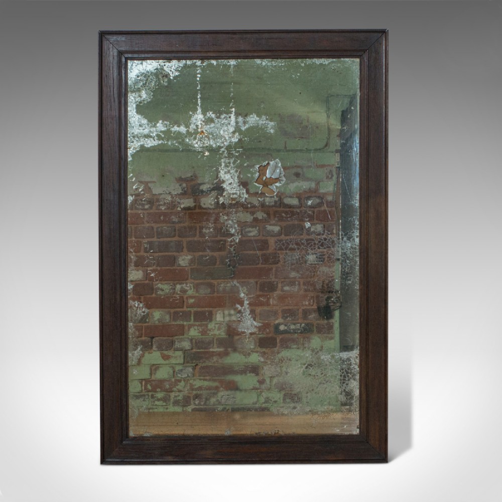 Antique Wall Mirror, English, Victorian, Distressed, Oak, Circa 1850