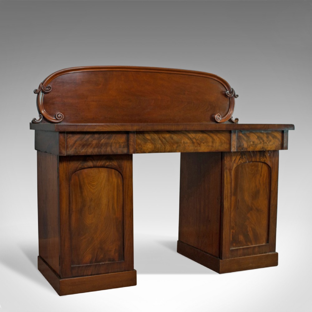 Antique Pedestal Sideboard, English, Mahogany, Dresser, Victorian, Circa 1850