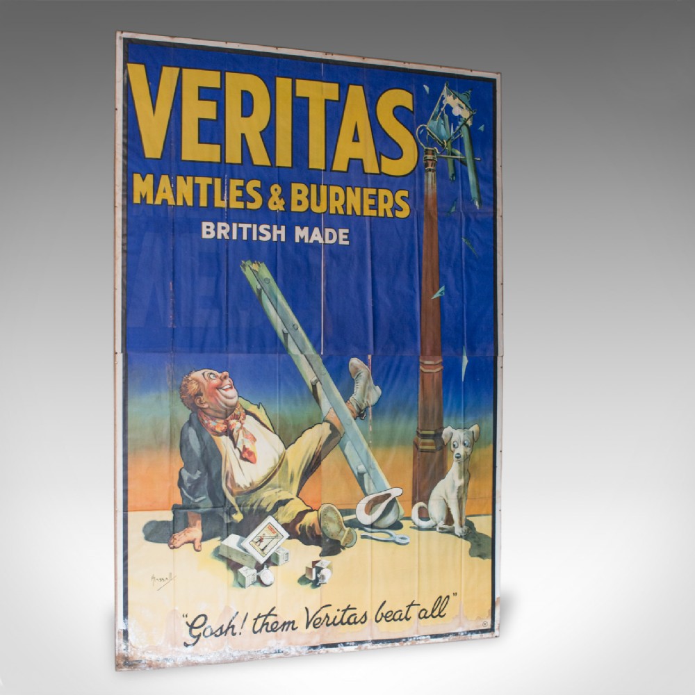 Very Large Antique Advertisement Poster, Veritas, Lithograph, John Hassall c1920