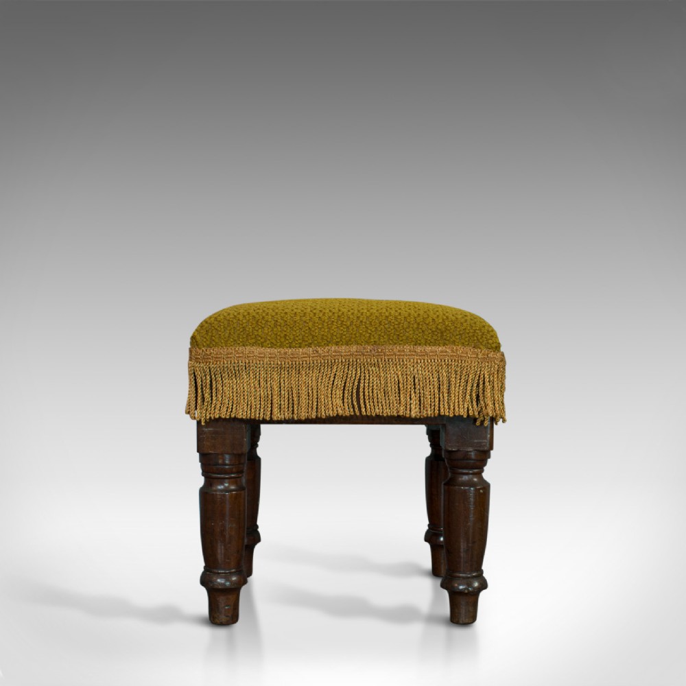 Antique Footstool, English, Mahogany, Stool, Upholstered, Victorian, Circa 1880
