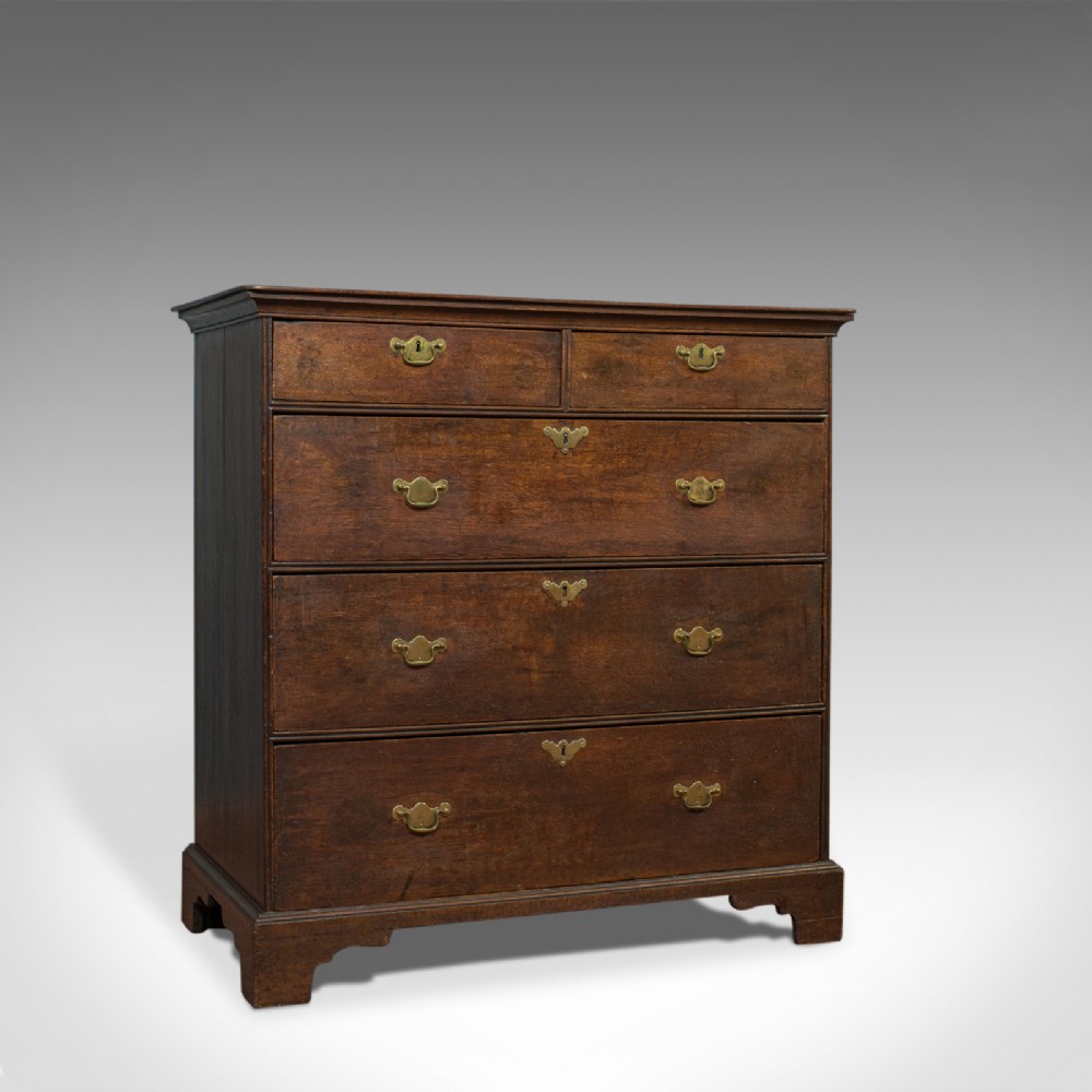 Antique Chest of Drawers, English, Oak, Bedroom, Tallboy, Georgian, Circa 1790