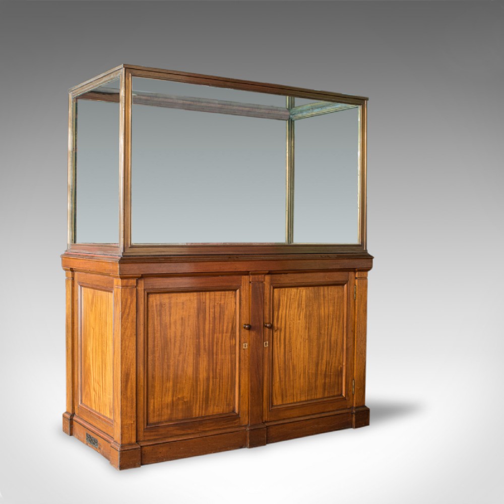 Antique Display Cabinet, English, Walnut, Bronze, Showcase, Museum, Circa 1900