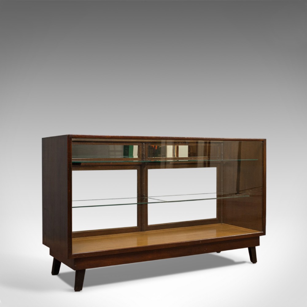 Antique Shopfitting Display Cabinet, English, Mahogany, Oak, Showcase, Edwardian