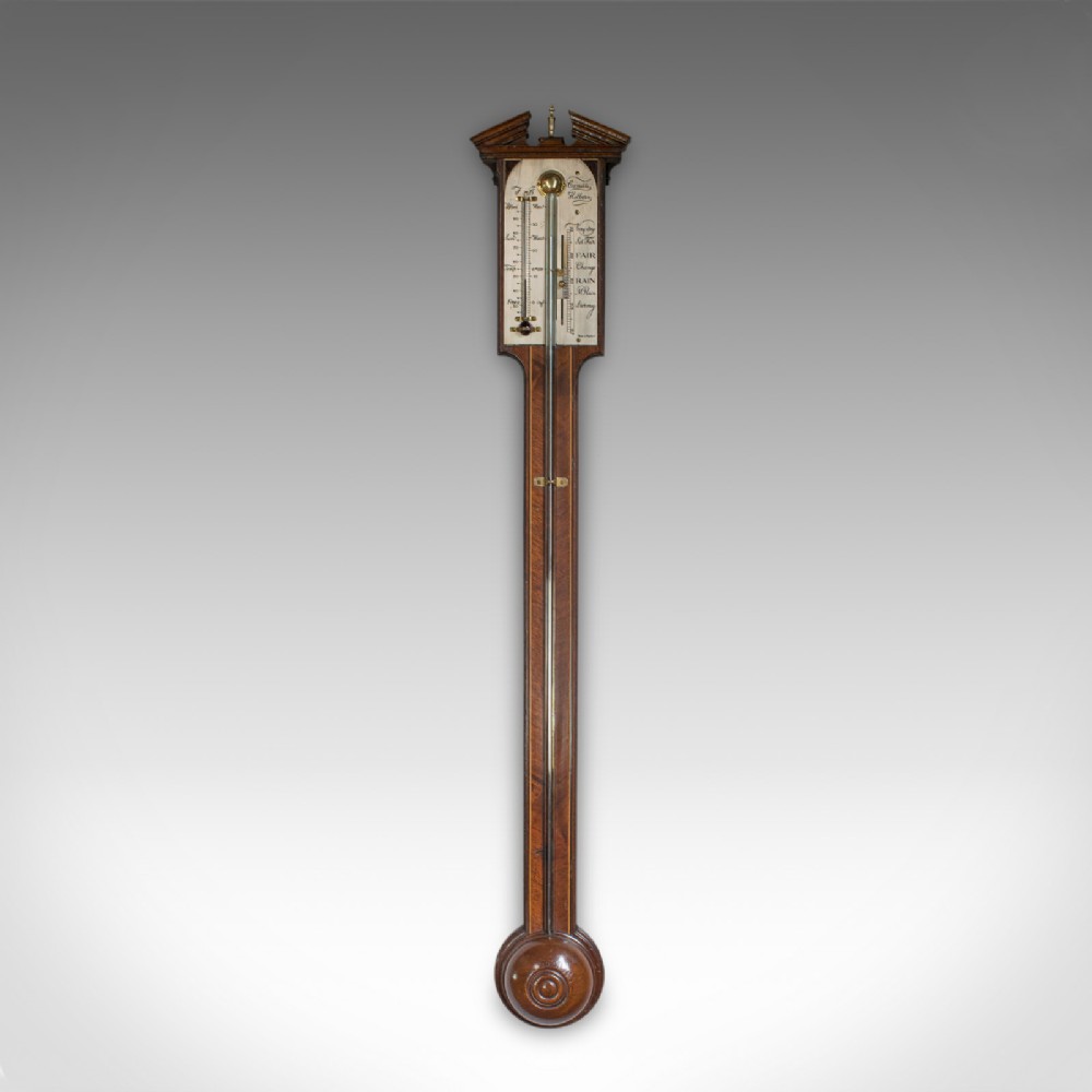 Antique Comitti Stick Barometer, English, Rosewood, Mahogany, Feather, Fan