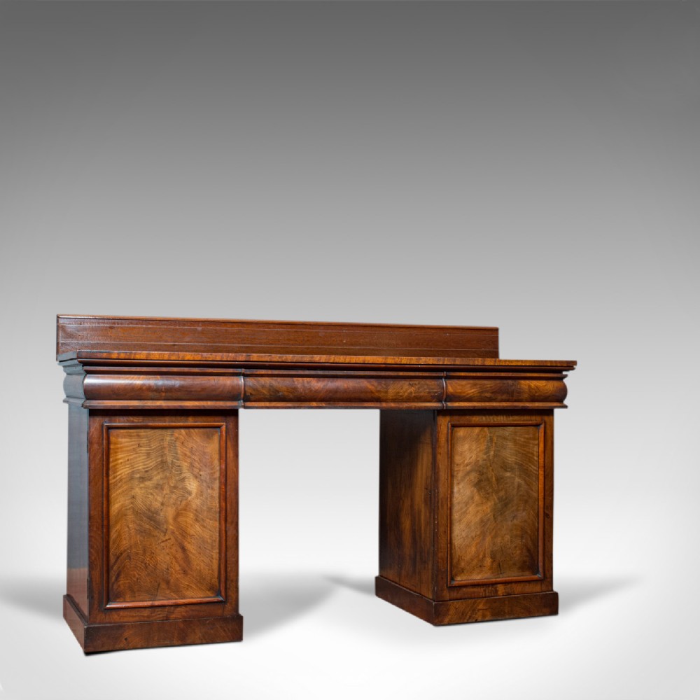 Antique Pedestal Sideboard, English, Mahogany, Flame, Dresser, Regency, C.1810