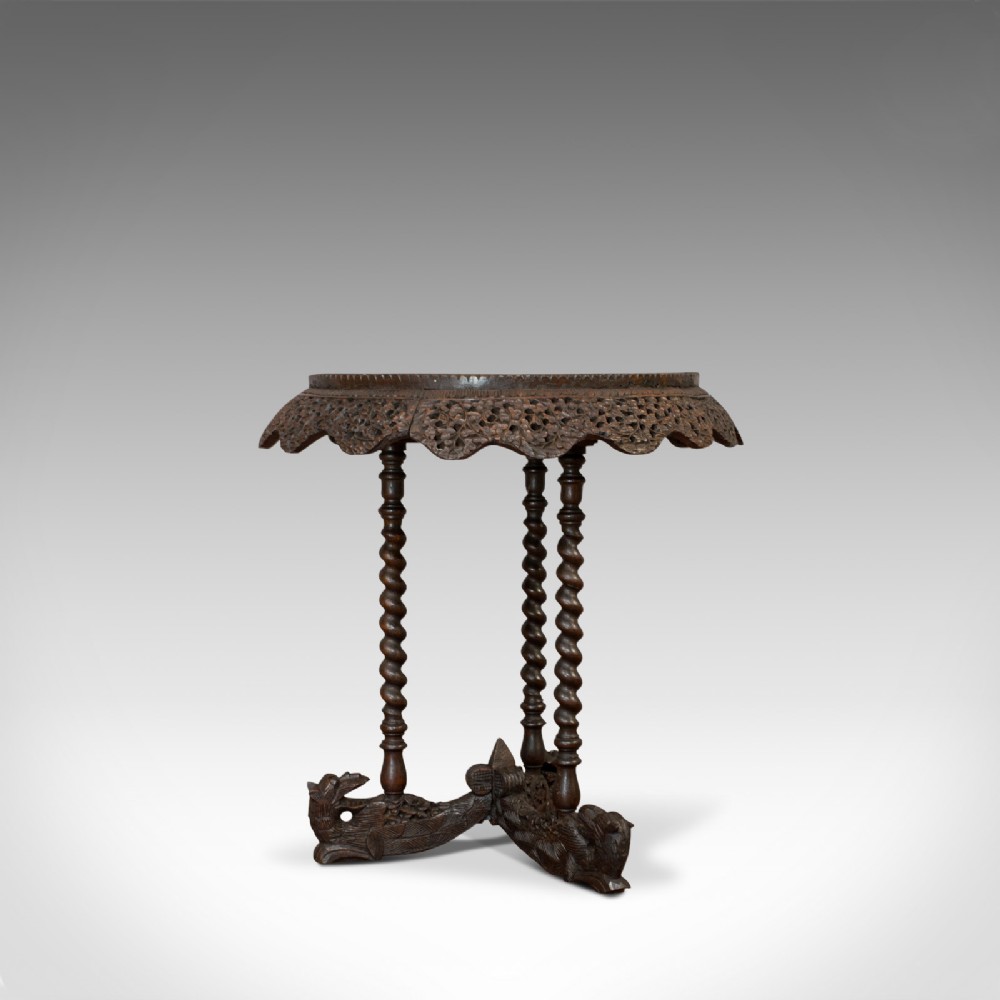 Antique Centre Table, Asian, Teak, Lamp, Occasional, 19th Century, Circa 1880
