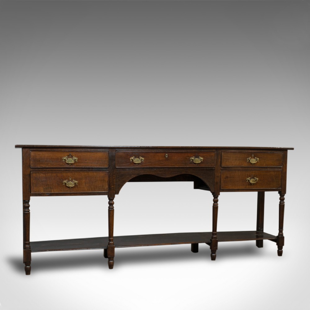 Antique Dresser Base, English, Oak, Side Cabinet, Pot Shelf, Georgian, C.1780