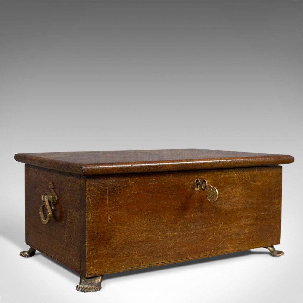Small Antique Box, English, Mahogany, Document, Keepsake, Chest, Victorian