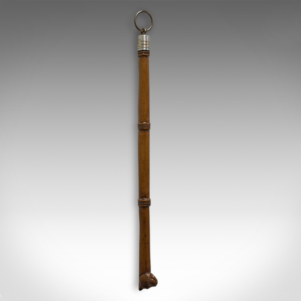 Antique Back Scratcher, English, Beech, Treen, Dog Motif, Regency, Circa 1820