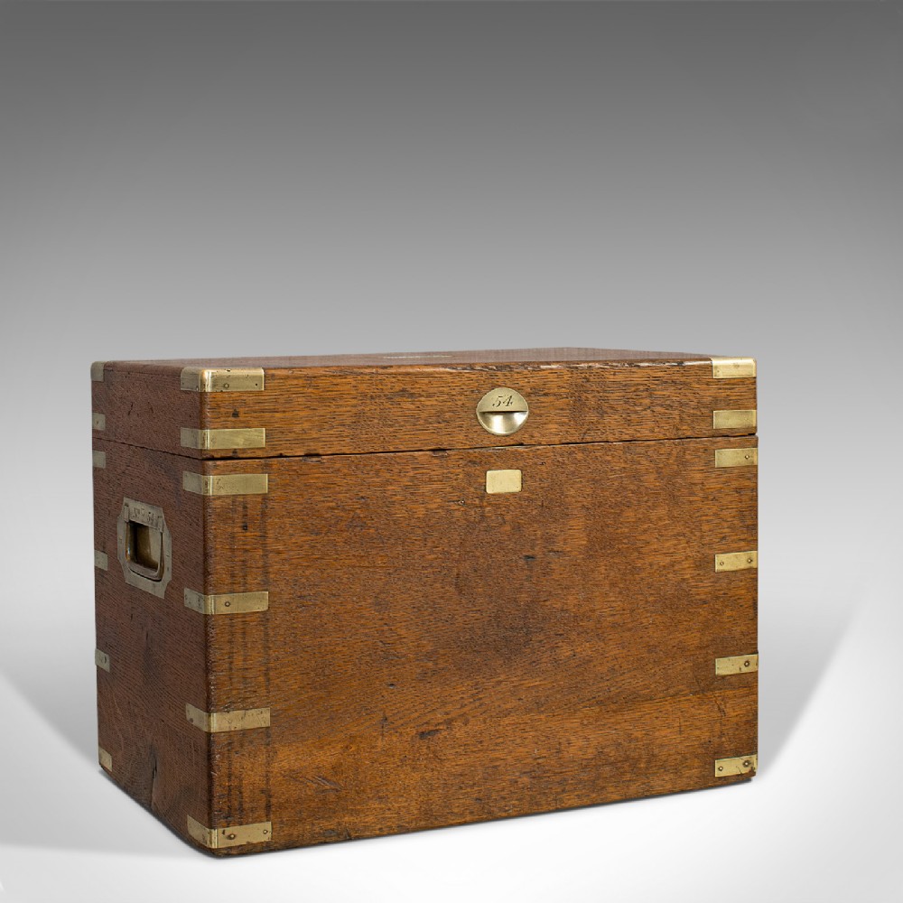 Antique Silver Chest, English, Oak, Brass, Case, 19th Century, Circa 1900