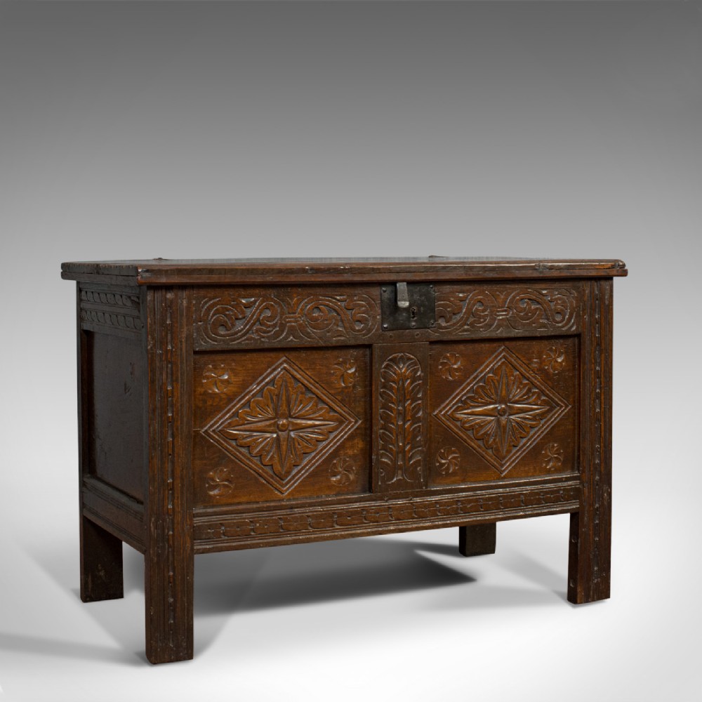 Compact Antique Coffer, English, Oak, Chest, Trunk, Early Georgian, Circa 1720