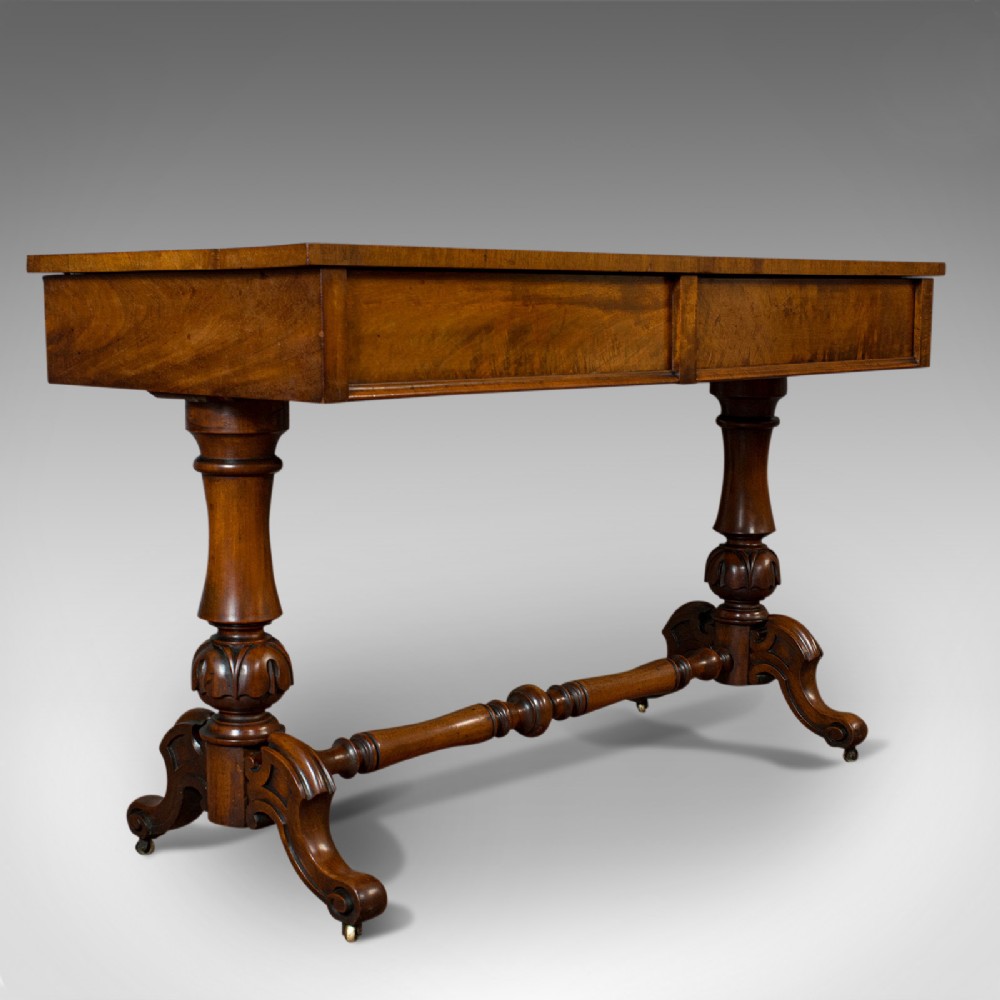 Antique Library Table, English, Flame Mahogany, Sofa, Regency Period, Circa 1820