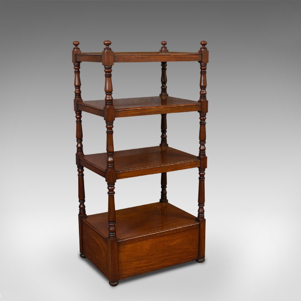 Antique Whatnot, English, Mahogany, Four Tier, Display Stand, Victorian, C.1850