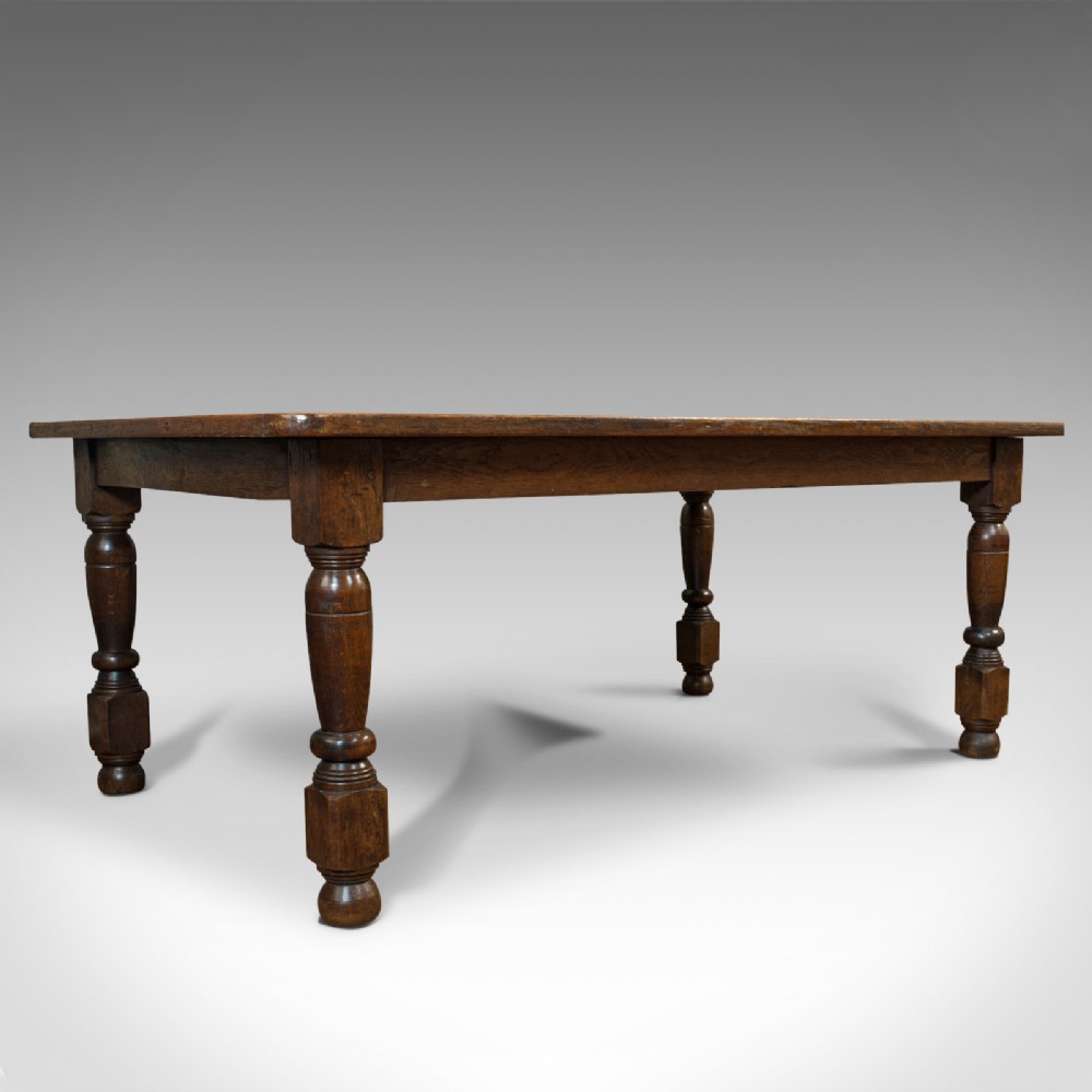 Antique Dining Table, English, Oak, 6 Seat, Country House, Victorian, 1900