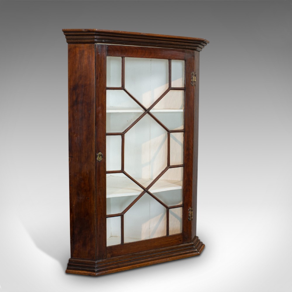 Antique Corner Cabinet, English, Walnut, Astragal Glazed, Georgian