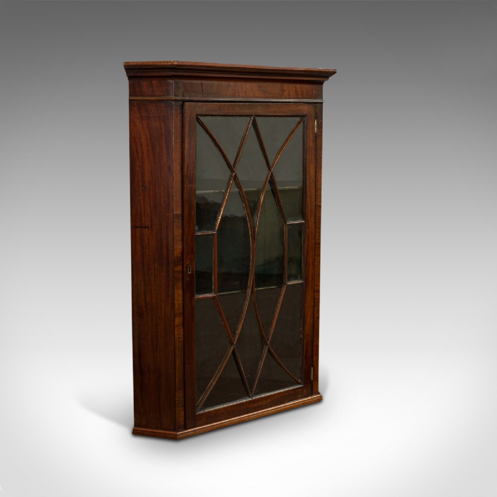 Antique Corner Cabinet, English, Mahogany, Astragal Glazed, Georgian