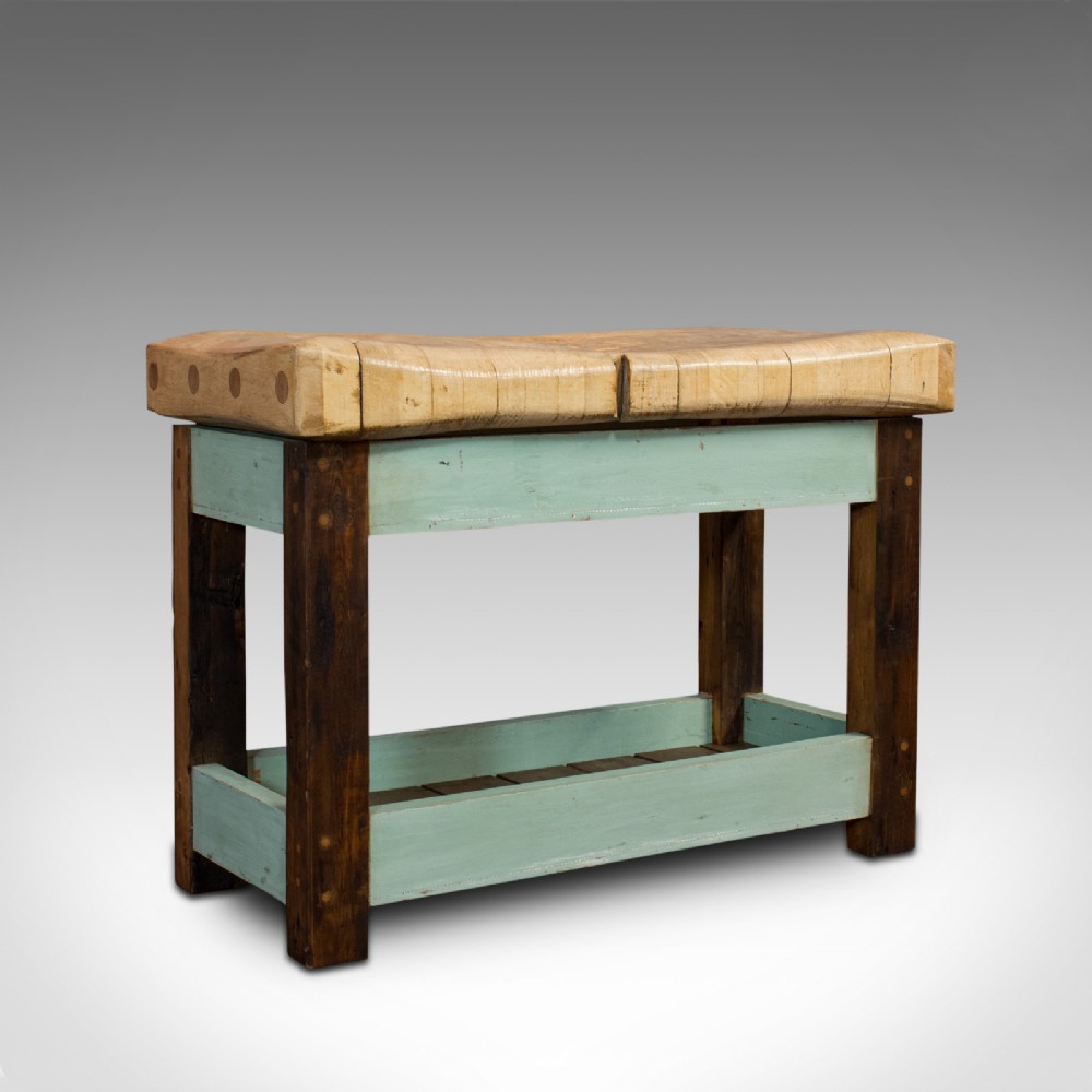 Antique Butcher's Chopping Block, Beech, Teak