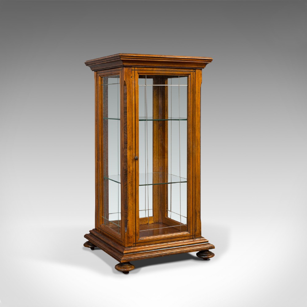 Antique Shop Display Cabinet, English, Oak, Walnut, Showcase, Edwardian, C.1910