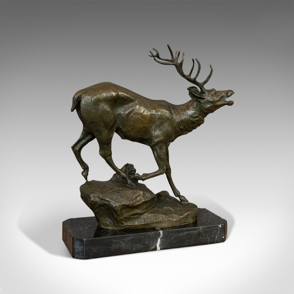 Antique Stag Bronze, French, Deer, Elk, Prosper LeCourtier, Victorian, C.1900