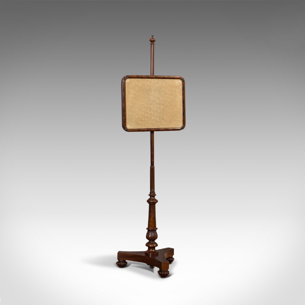Antique Pole Screen, English, Mahogany, Fireside Screen, Tapestry, Regency, 1820
