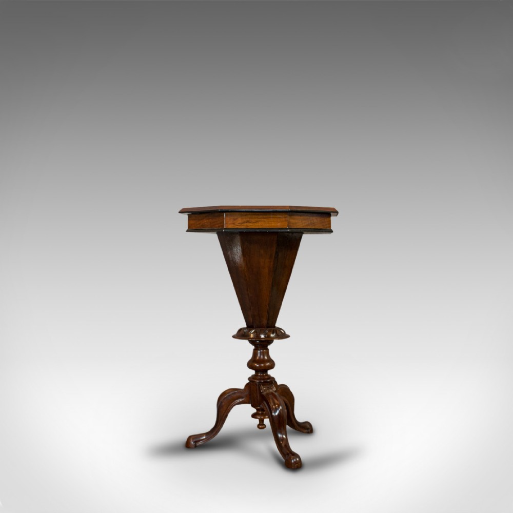 Antique Trumpet Shape Games Table, Walnut, Chess Board, Sewing, Victorian, 1890