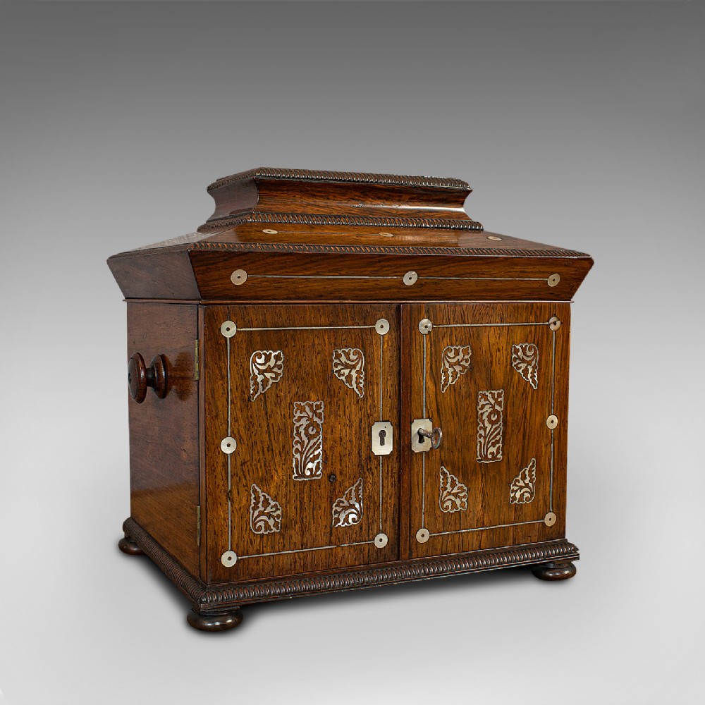 Antique Gentleman's Correspondence Box, Campaign, Travel Case, Regency, C.1820