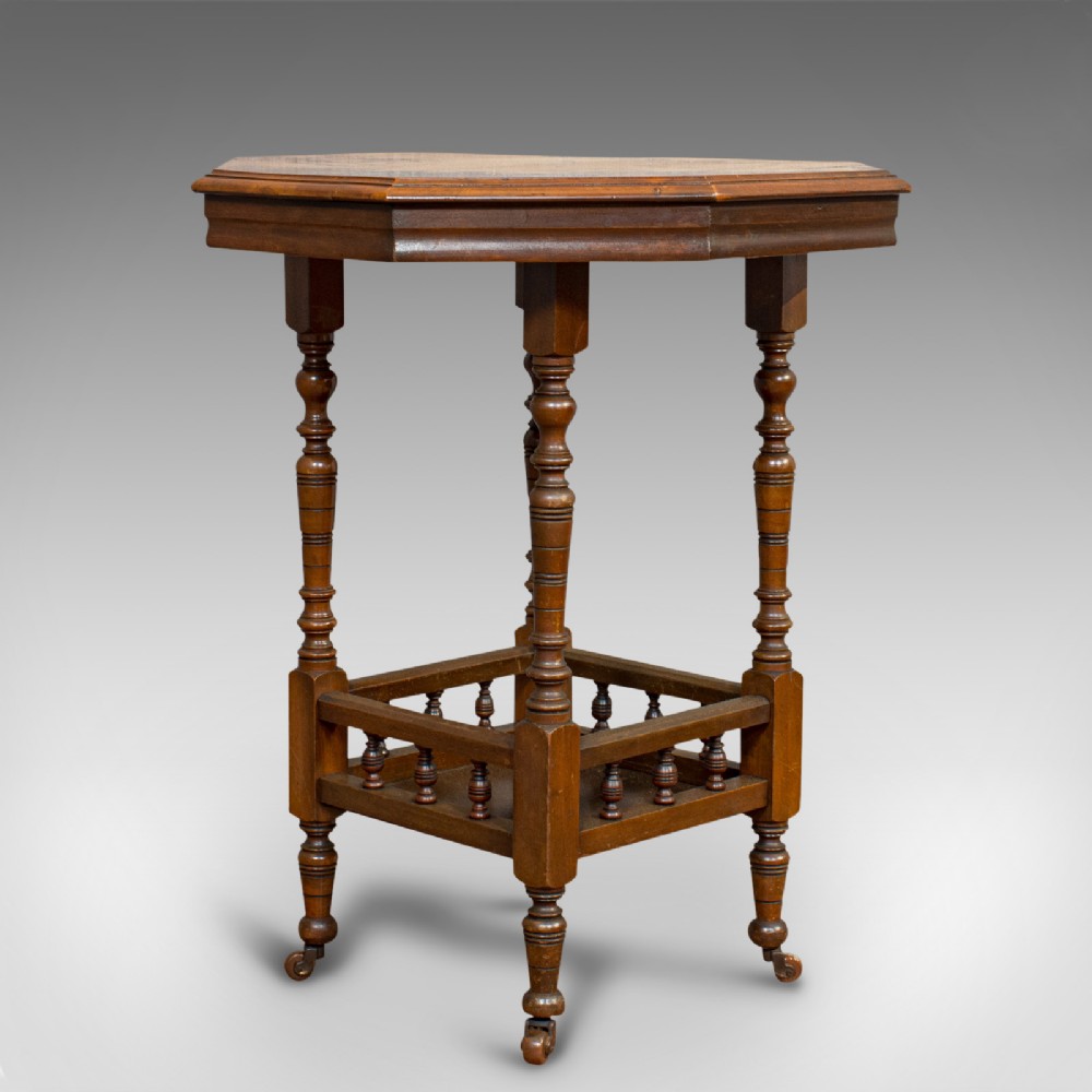 Antique Lamp Table, English, Walnut, Octagonal, Side, Games, Edwardian, C.1910
