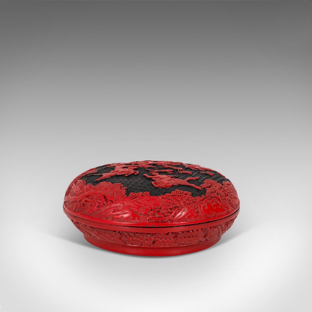 Antique Cinnabar Box, Chinese, Lacquer, Decorative Tray, Qing Dynasty, C.1900