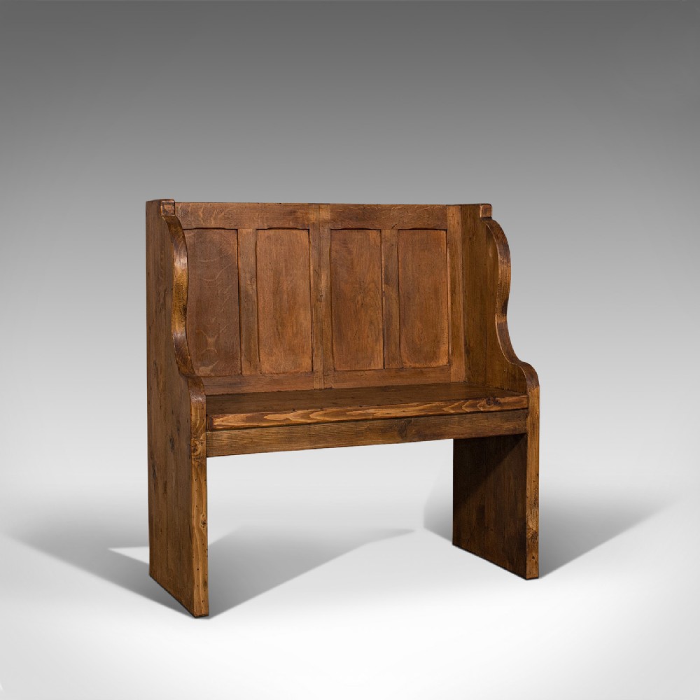 Antique Two Seat Settle, English, Oak, Pine, Ecclesiastic, Pew, Bench, Victorian