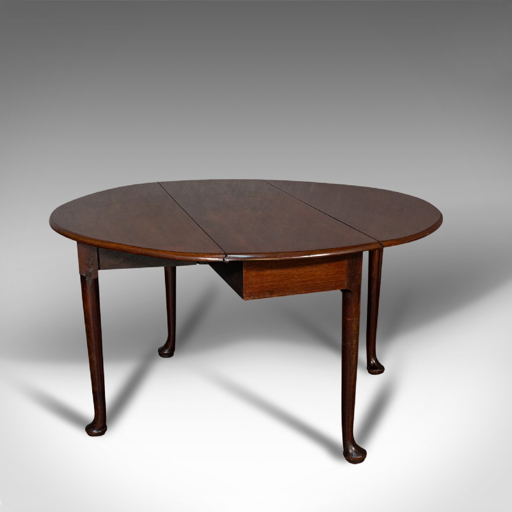Antique Drop Leaf Table, English, Mahogany, Dining, Seats 4, Georgian, C.1750