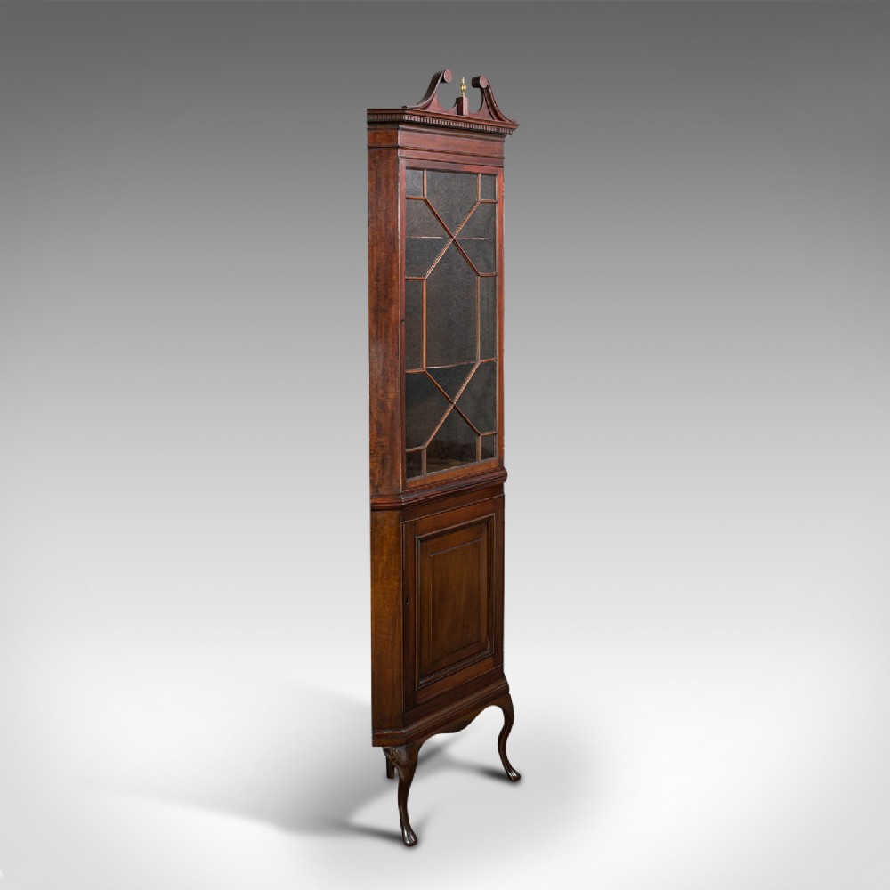 Rare, Tall Antique Corner Cabinet, Mahogany, Cupboard, Georgian Revival, C.1880