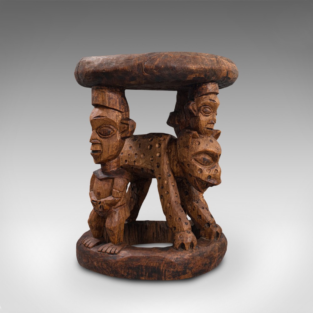 Antique Ceremonial Yoruba Stool, West African, Hardwood, 1900