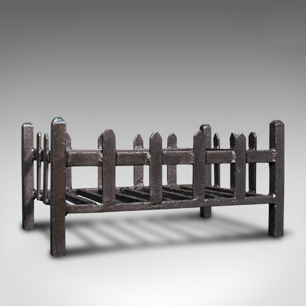 Antique Fire Basket, English, Cast Iron. Fireside, Grate, Late Victorian, C.1900