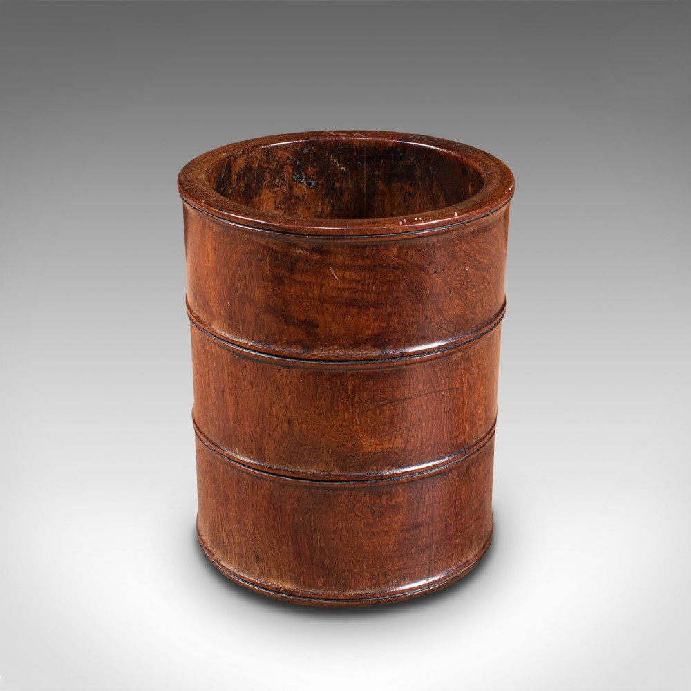 Small Antique Treen, English, Walnut, Artist's Brush Pot, Desk Tidy, Victorian