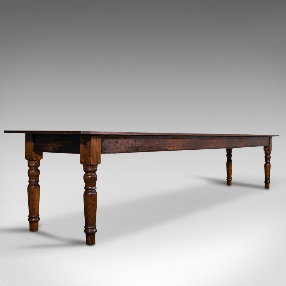 Very Large 13' Antique Dining Table, English, Pine, Country House, Victorian