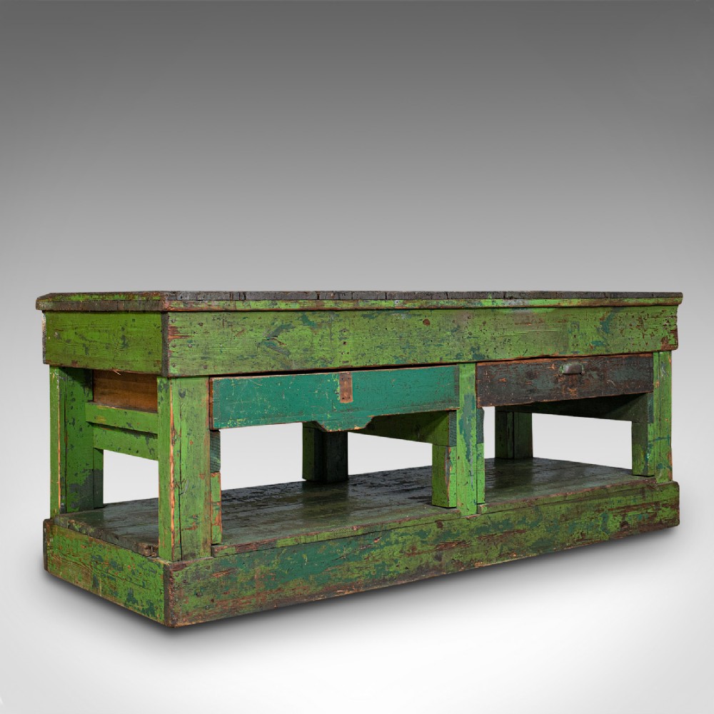 Large Antique Industrial Mill Table, English, Pine, Kitchen Island, Victorian