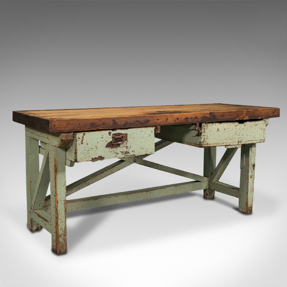 Large Antique Silversmith's Table, English, Pine, Industrial, Bench, Victorian