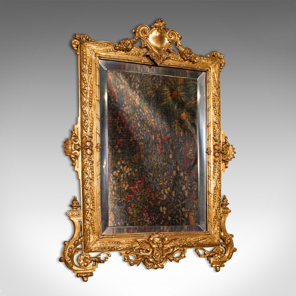 Small Antique Wall Mirror, Italian, Gilt Metal, Decorative, Victorian, C.1900