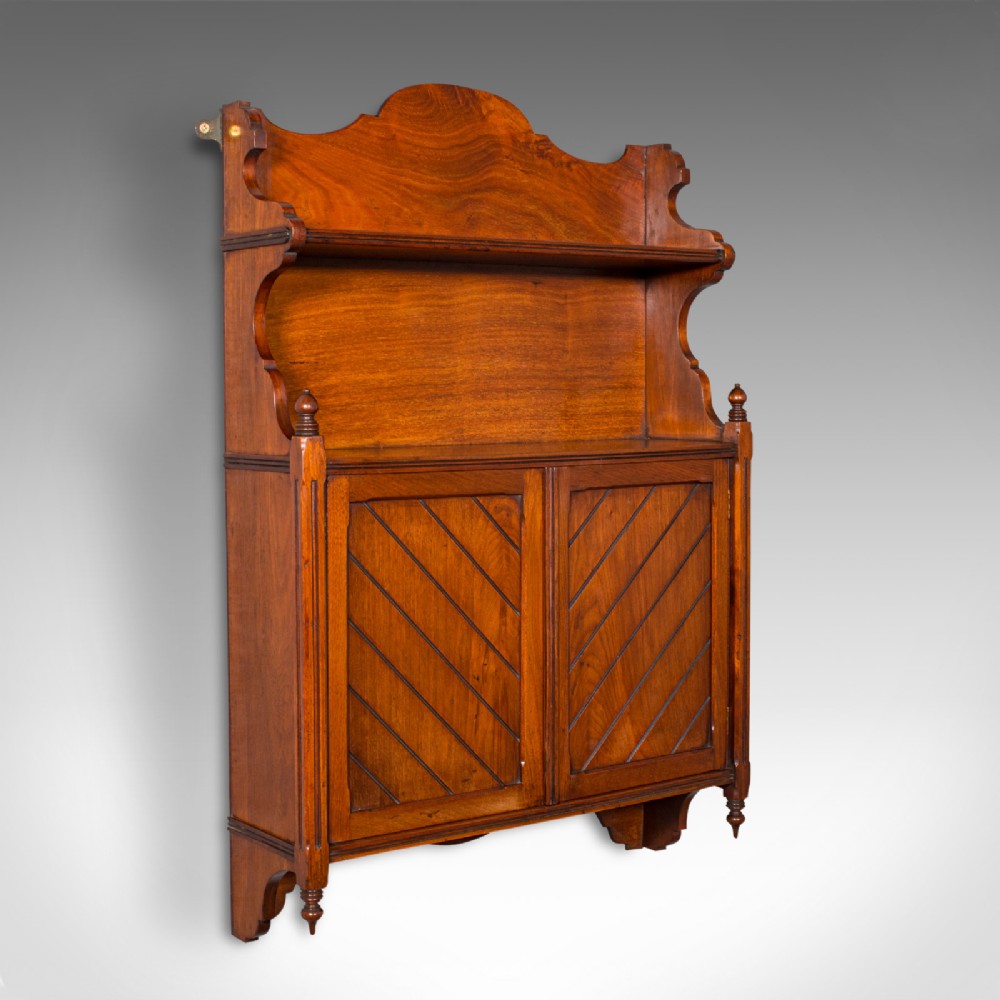 Antique Wall Mounted Cabinet, English, Mahogany, Hanging Whatnot, Victorian