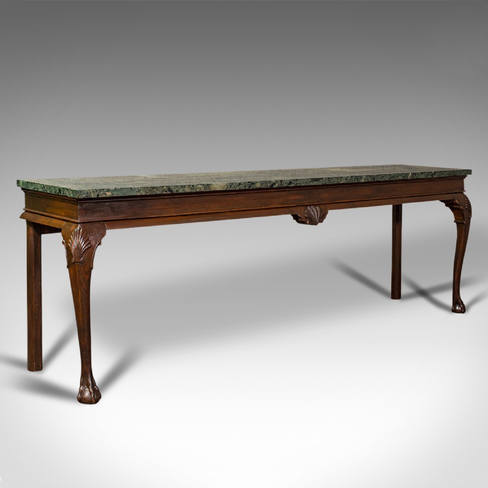Large Antique Console Table, French, Pine, Marble, Serving, Victorian, C.1900