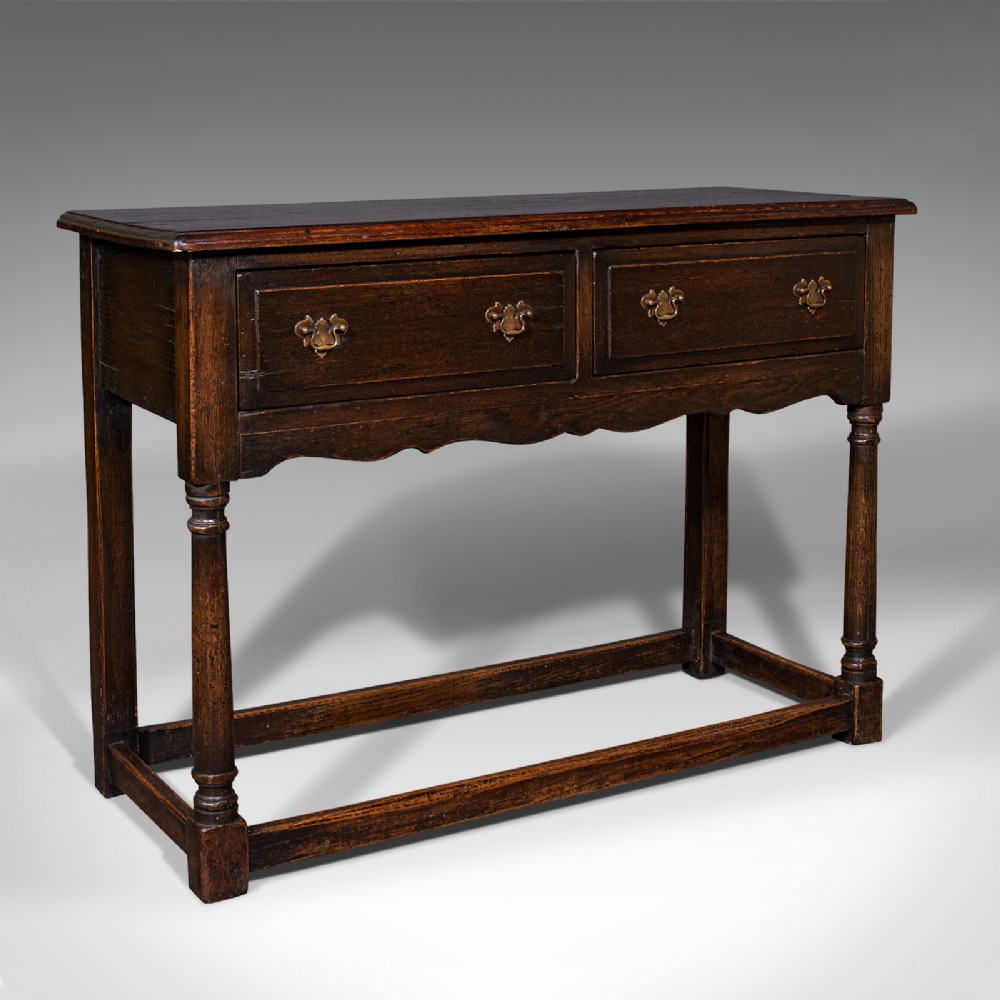 Antique Dresser Base, English, Oak, Side, Hall, Table, Late Georgian, Circa 1800