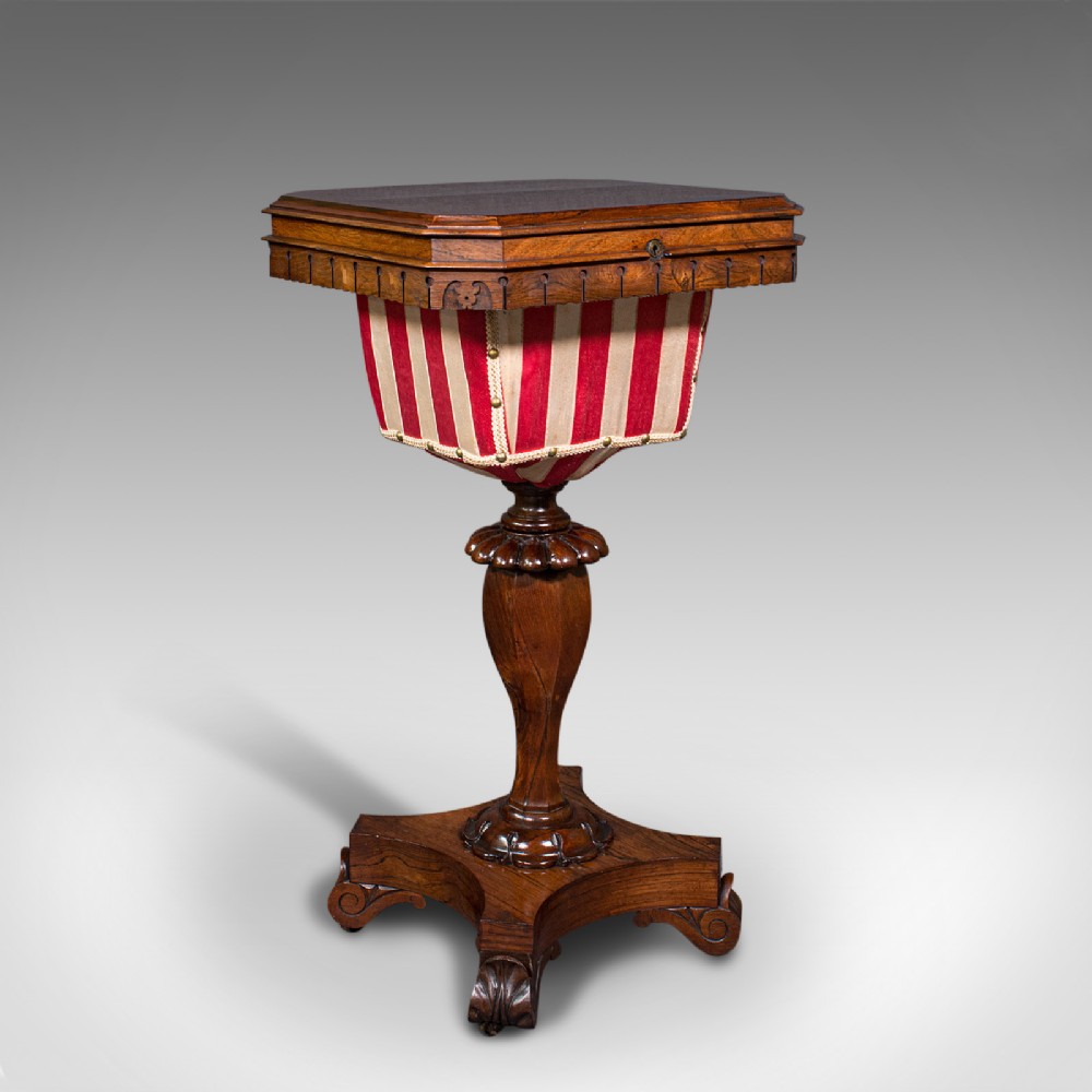 Antique Sewing Table, English, Ladies Work Box, Side, Early Victorian, C.1850