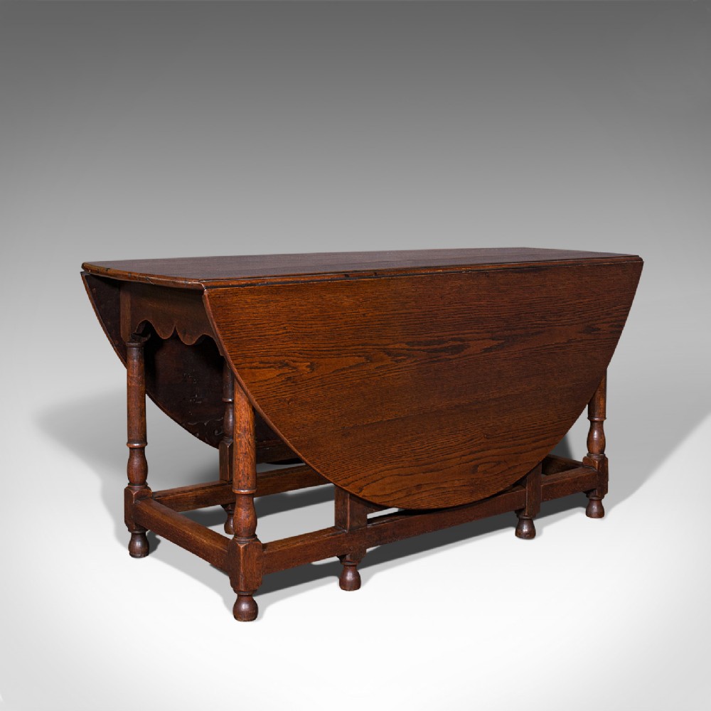 Large Antique Gate-Leg Table, English, Oak, Folding, Occasional, Victorian, 1900