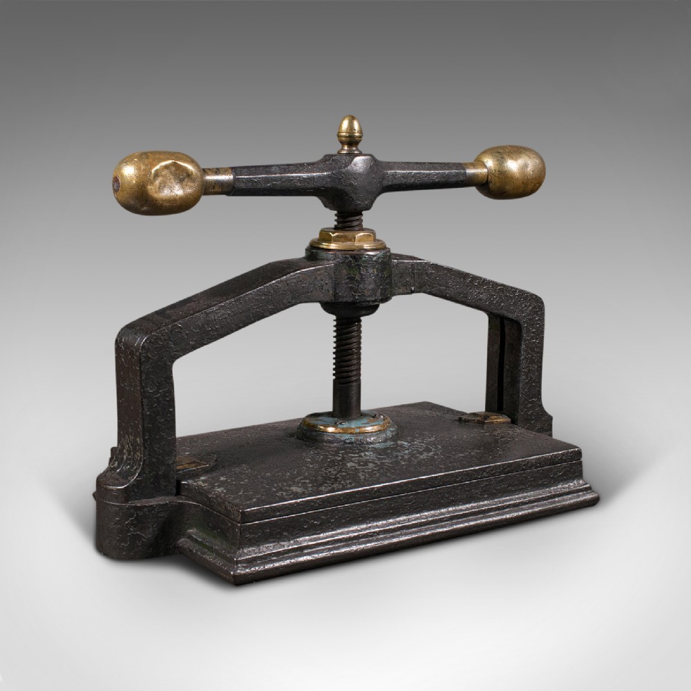 Heavy Antique Book Press, English, Cast Iron, Binding, Flower Pressing, Georgian